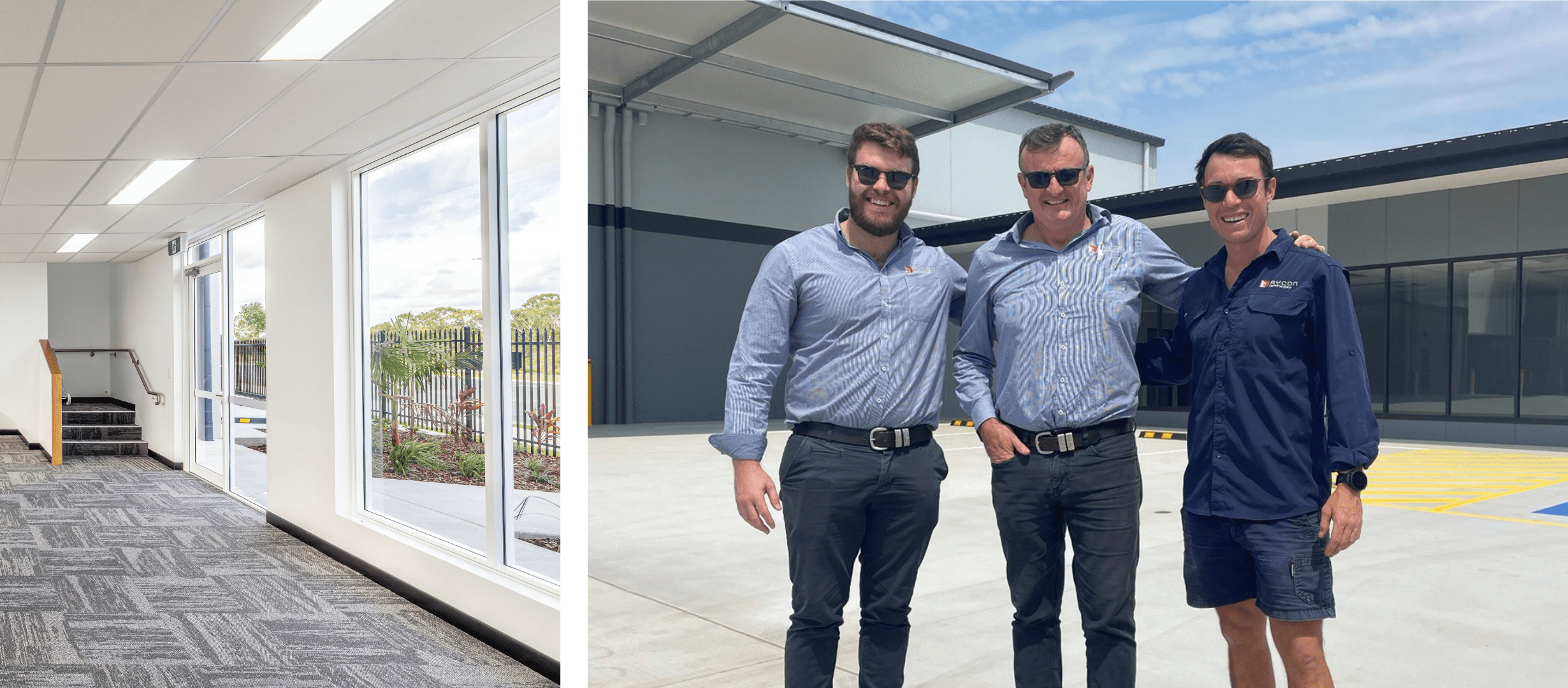 Rycon construction team coordinating commercial site works in Southeast Queensland, early stage of warehouse build