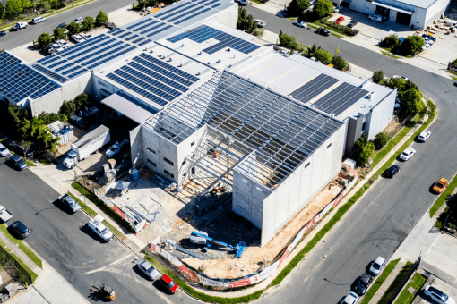 Overhead view of Berrinba Coldstores in the construction phase.